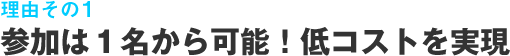 理由その1 参加は１名から可能！低コストを実現