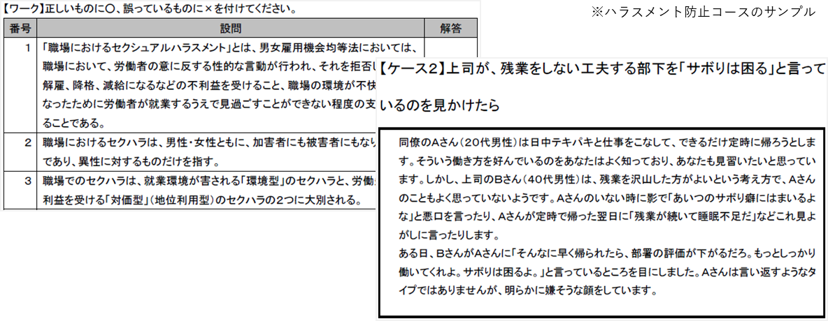 自宅学習教材イメージ画像 ※ハラスメント防止コースのサンプル