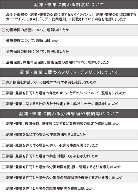 副業・兼業解禁に向けてのチェックリスト