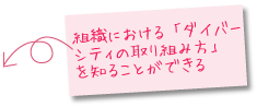 組織における「ダイバーシティの取り組み方」を知ることができる