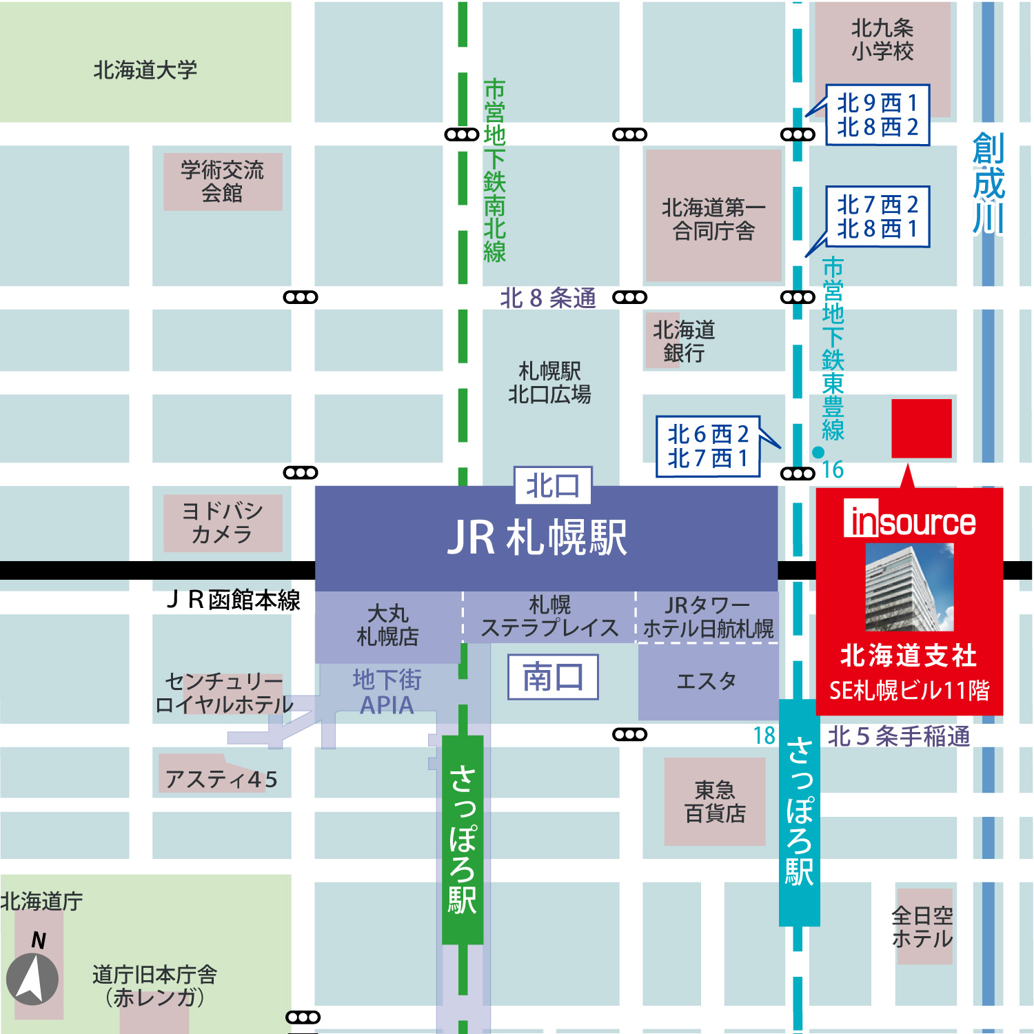 株式会社インソース 北海道支社 MAP画像