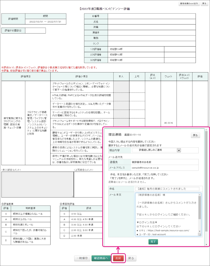 差し戻し機能