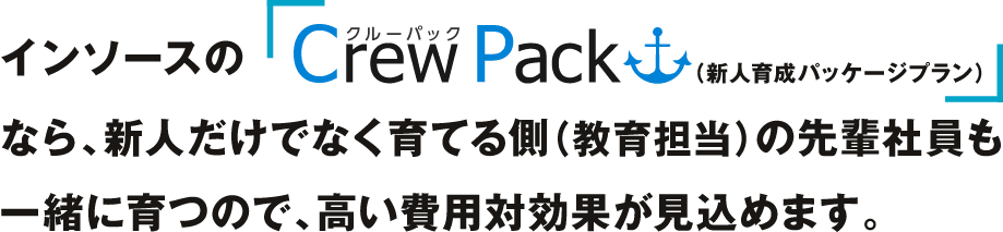 インソースの「ClewPack(新入社員自立支援プラン)」なら、新人だけでなく育てる側(教育担当)の先輩社員も一緒に育つので、高い費用対効果が見込めます。