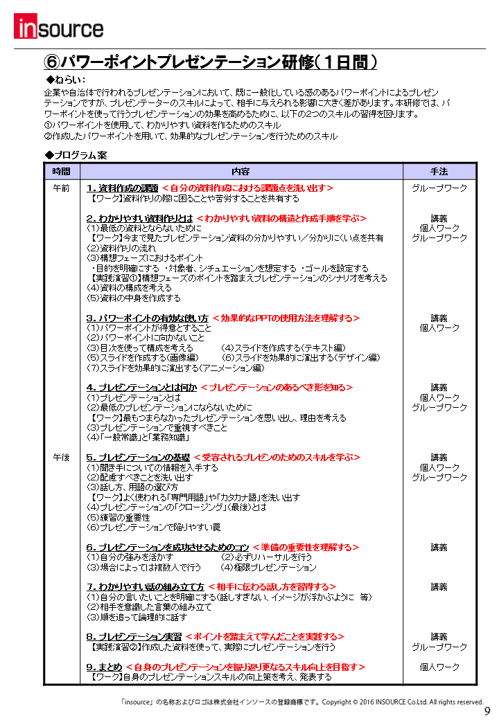 提案書 プレゼンテーション研修 株式会社インソース