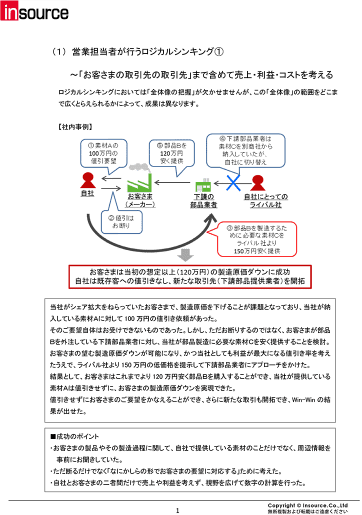 営業向けロジカルシンキング研修のテキストイメージ