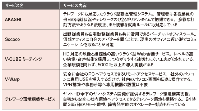 ●主なテレワーク支援サービスの内容