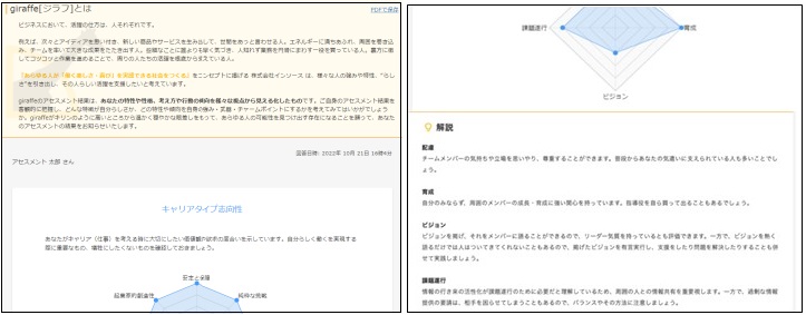 一人ひとりの特性と組織全体の傾向を「見える化」　giraffeアセスメント