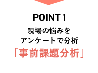 Point1 現場の悩みをアンケートで分析「事前課題分析」